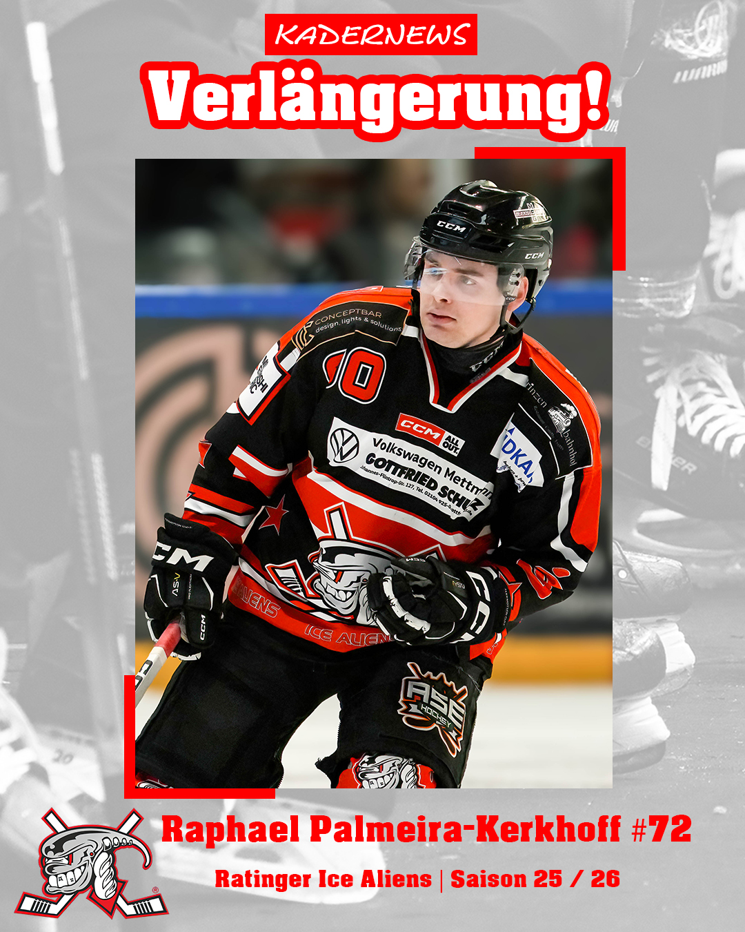 Raphael Palmeira-Kerkhoff bleibt bei den Ice Aliens – Vorerst kein weiterer Import!